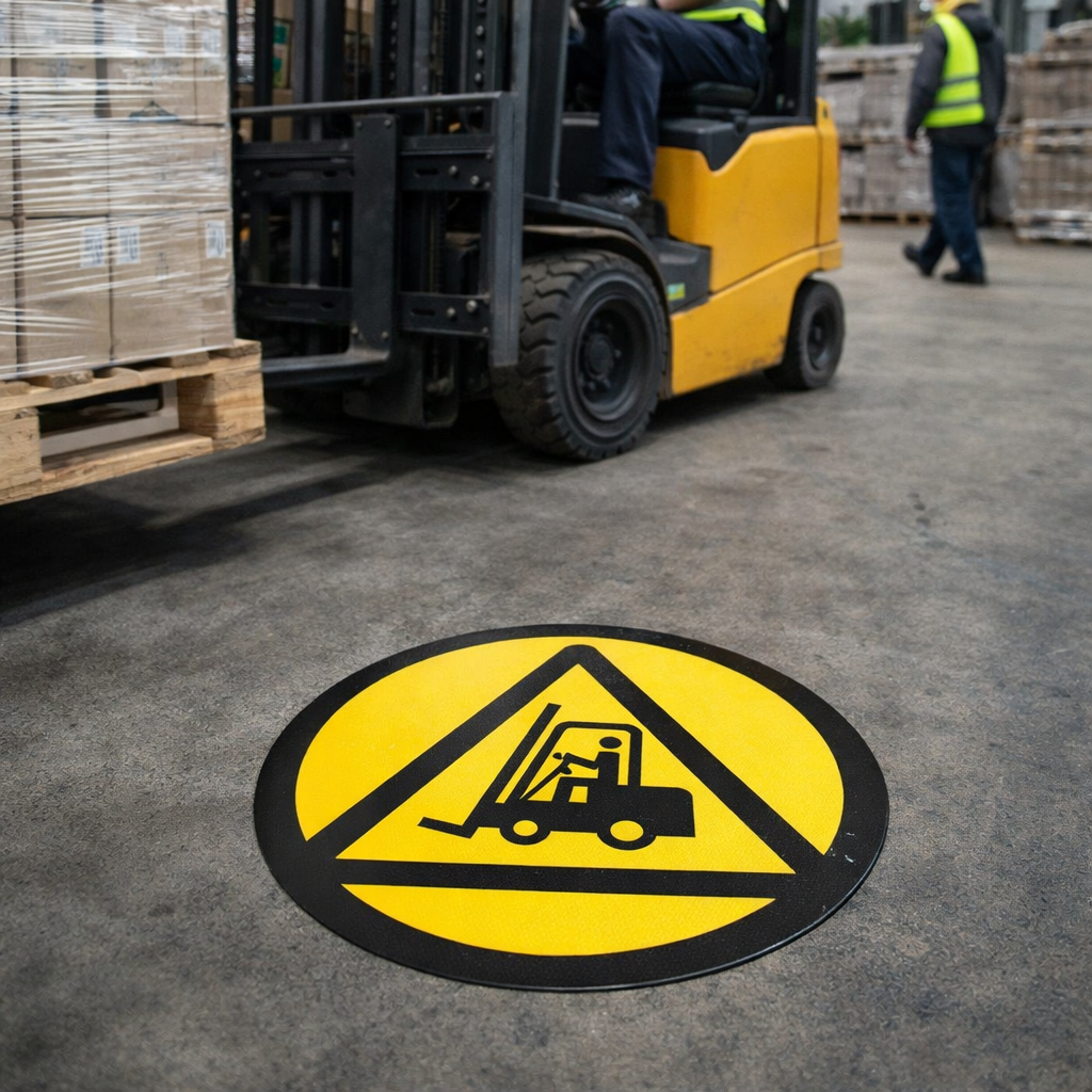 Forklift Truck Symbol Floor Graphic – 400mm Diameter – Polycarbonate – Industrial Use