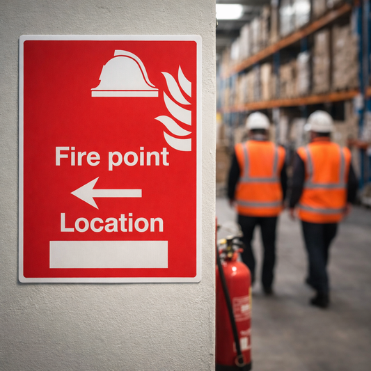 Fire Point Location Signs – Arrow Left – Safety Signage – Industrial Use