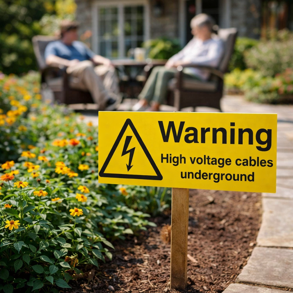 High Voltage Cables Underground Safety Signs – 1mm Rigid Plastic – Indoor/Outdoor