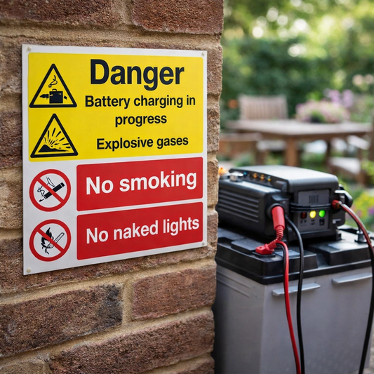 Battery Charging Warning Sign – 1mm Rigid Plastic – Indoor/Outdoor Use