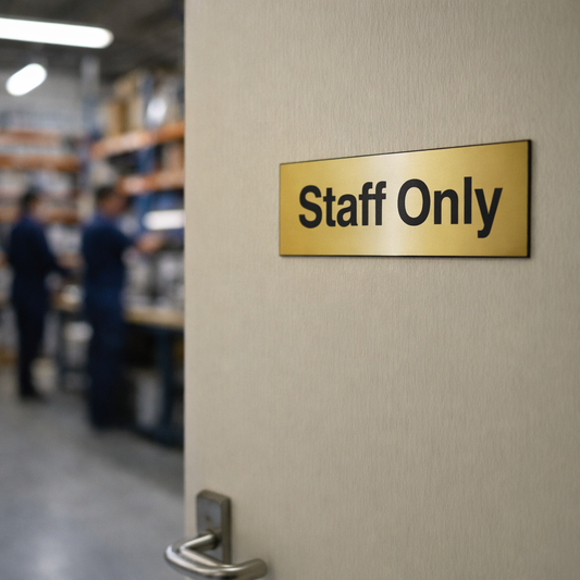 Engraved Door Signs – Aluminium & Brass Effect – Rigid PVC – Indoor Use