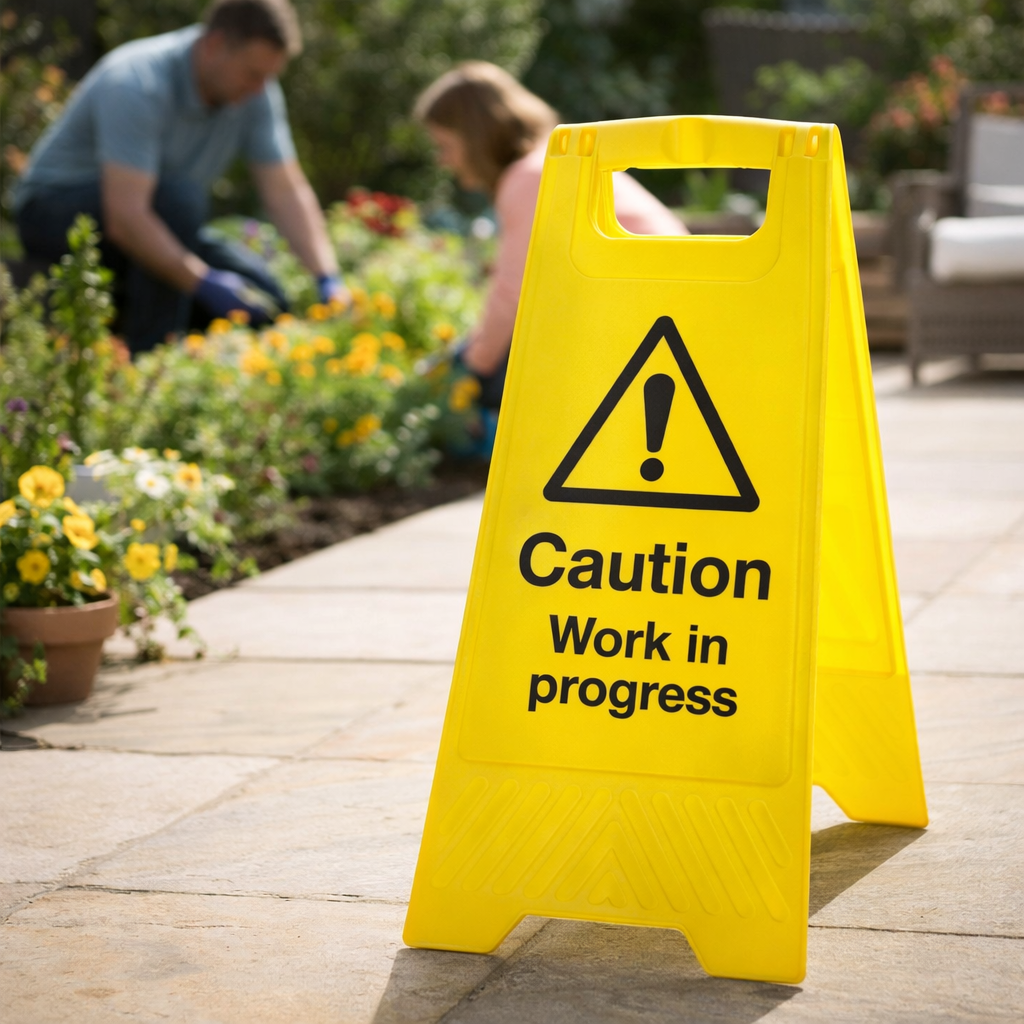 Caution Work in Progress Sign – 300mm x 600mm – Polypropylene – Indoor/Outdoor Use