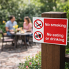 No Smoking, No Eating, No Drinking Sign – 1mm Rigid Plastic – Indoor/Outdoor
