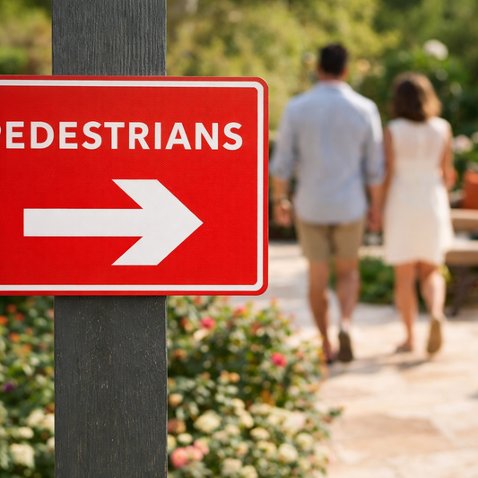 Pedestrian Arrow Right Signs – Non-Reflective – Rigid Plastic & Aluminium – Indoor/Outdoor Use