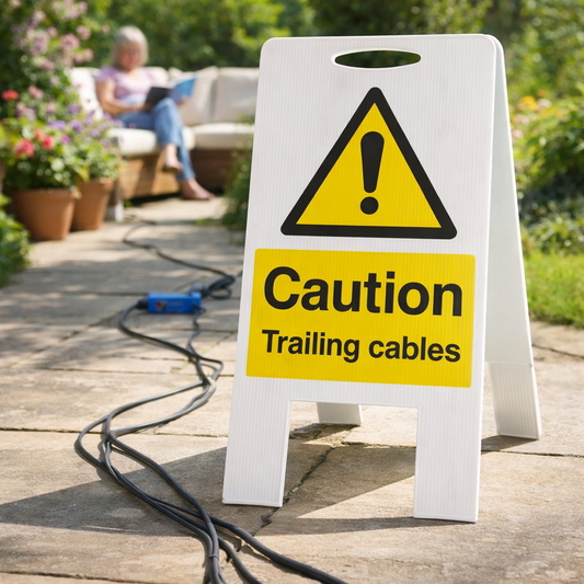 Caution Trailing Cables Sign – 300mm x 600mm – Fluted Polypropylene – Indoor/Outdoor