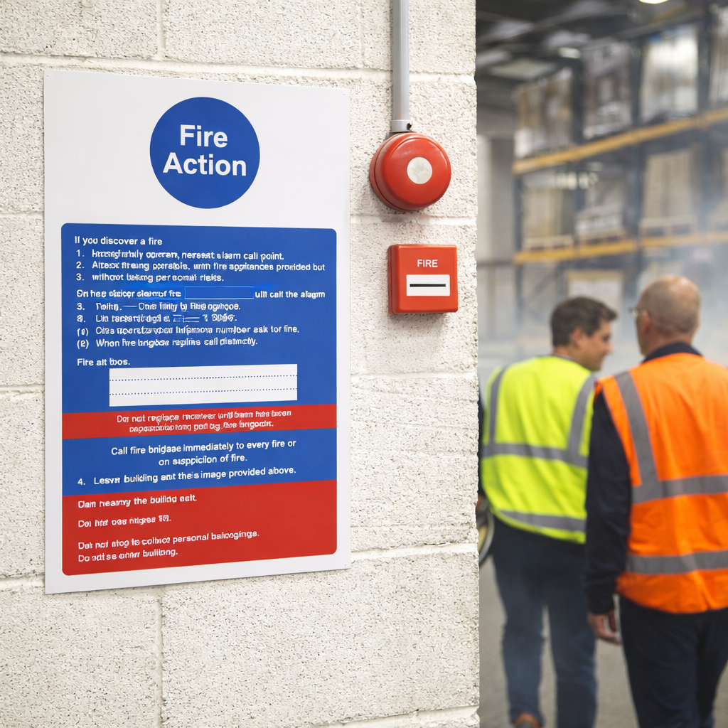 Fire Action Notice Sign – Brigade Dialled Manually – Indoor Use