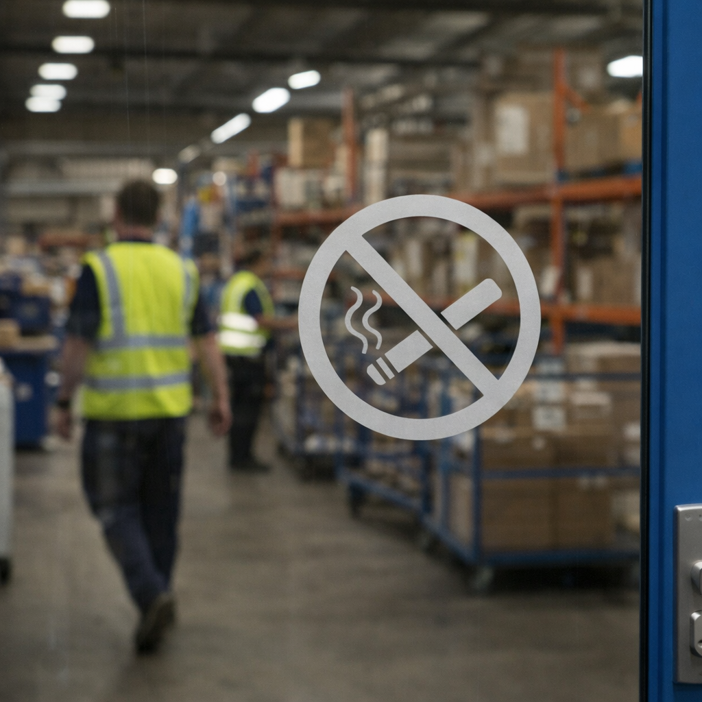 No Smoking Symbol – 200mm Diameter – Frosted Vinyl – Indoor Use