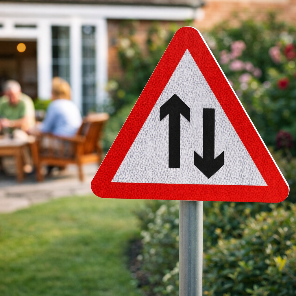 Two Way Traffic Reflective Traffic Sign – 600mm Triangle – Aluminium Composite – Outdoor Use (Class R2)