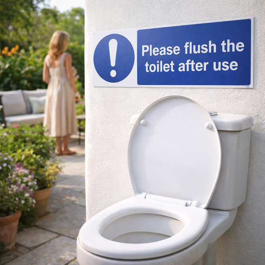 Please Flush Toilet Sign – 1mm Rigid Plastic – Indoor/Outdoor