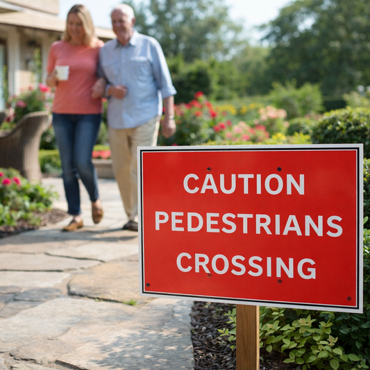 Caution Pedestrians Crossing Sign – 600mm x 450mm – Polypropylene – Indoor/Outdoor