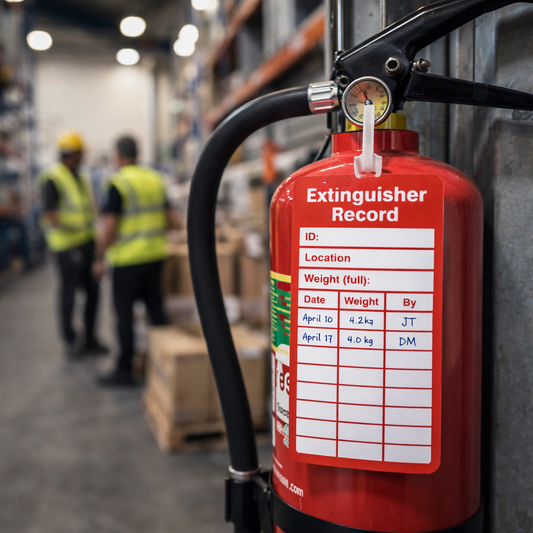 Fire Extinguisher Inspection Record Tags – 80mm x 150mm – Matt PVC – Compliance Use