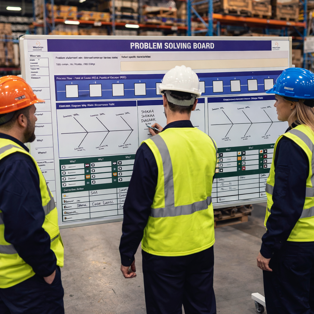 Mobile Visual Management Board – 1200mm x 1800mm – Magnetic Drywipe – Industrial Use