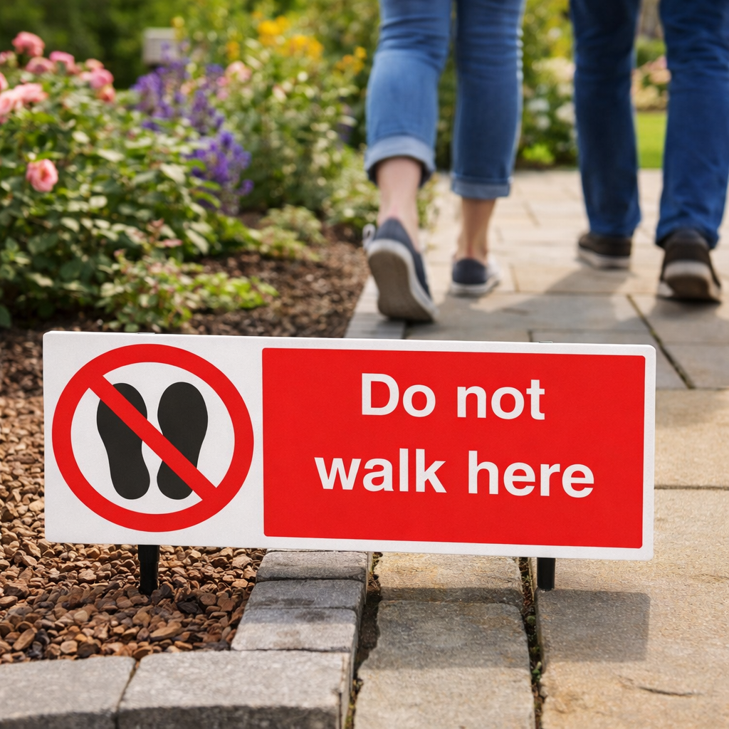 Do Not Walk Here Safety Warning Sign – 1mm Rigid Plastic – Indoor/Outdoor Use