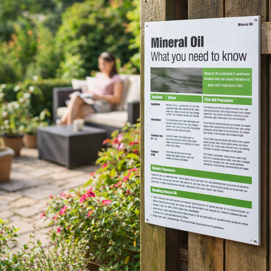 Mineral Oil Safety Poster – 400mm x 600mm – Rigid Plastic – Indoor/Outdoor Use