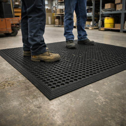 Rubber Anti-Fatigue Mat – Black – Slip-Resistant – Industrial Use