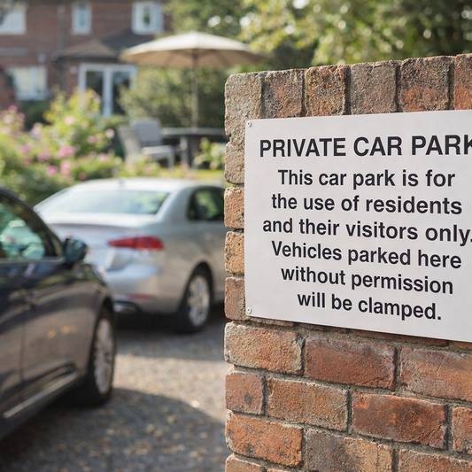 Private Car Park Vehicles Parked Without Permission Will Be Clamped Sign – 400mm x 300mm – Rigid Plastic – Indoor/Outdoor Use