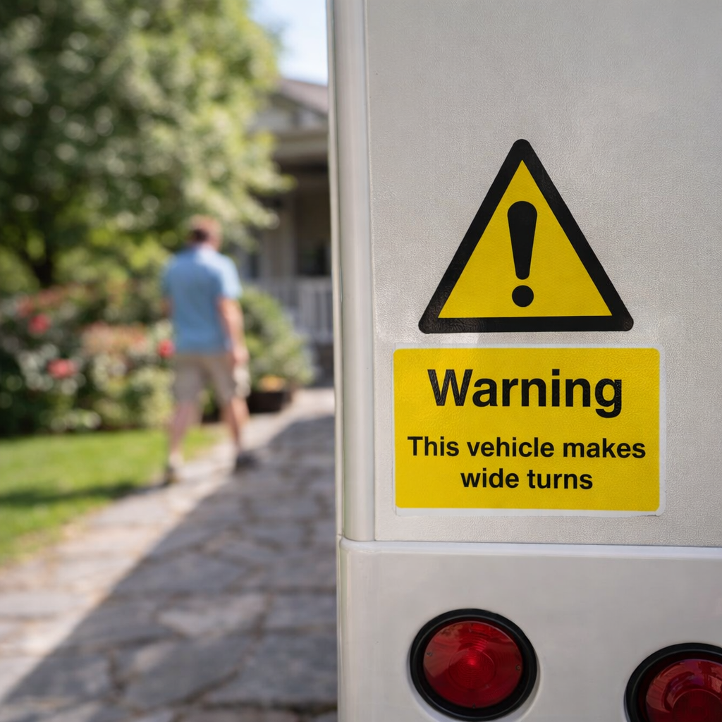 Vehicle Safety Sign – 150mm x 200mm – Self Adhesive Vinyl – Indoor/Outdoor Use