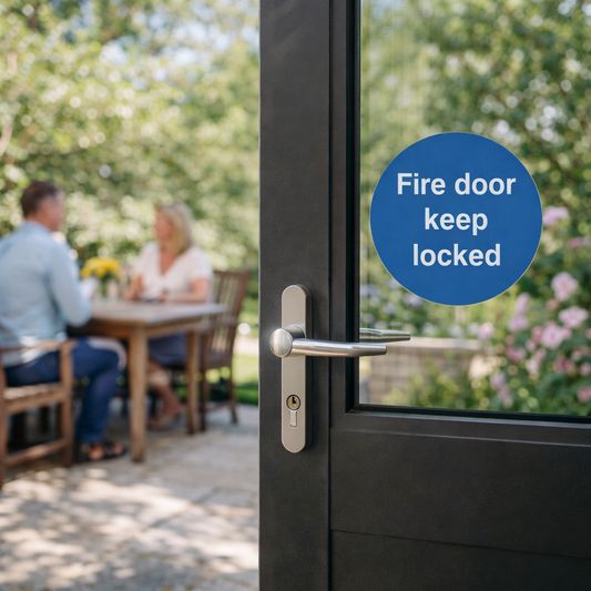 Fire Door Keep Locked Sign – 1mm Rigid Plastic – Indoor/Outdoor Use
