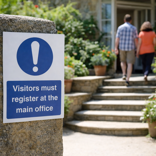 Visitors Must Register Sign – 1mm Rigid Plastic – Indoor/Outdoor Use