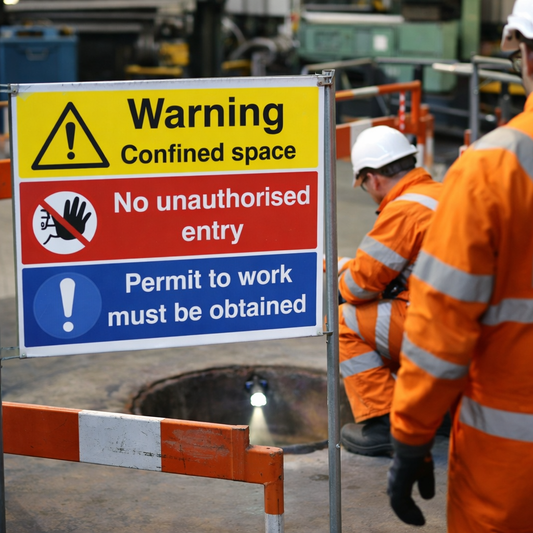 Confined Space Warning Sign – No Unauthorised Entry – Permit to Work