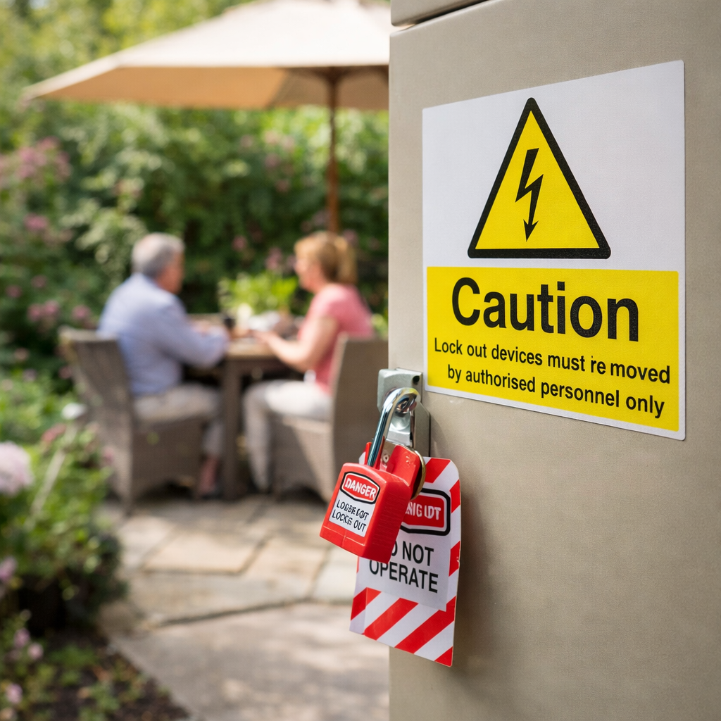 Caution Lockout Devices Sign – 1mm Rigid Plastic – Indoor/Outdoor Use