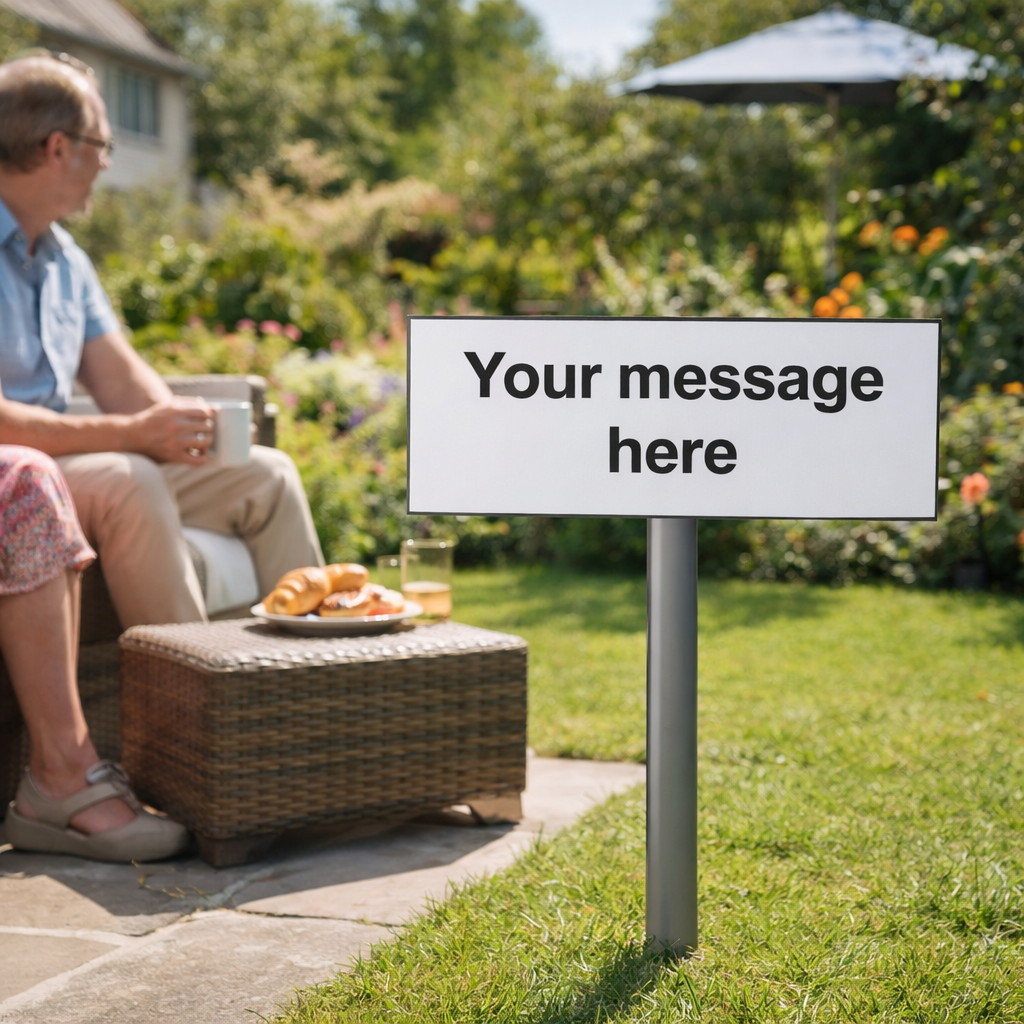 Custom Verge Signs with Post – 450mm x 150mm – 2mm Aluminium – Outdoor Use