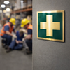 First Aid Symbol Safety Signs – 100mm x 100mm – Polished Brass – Commercial Use