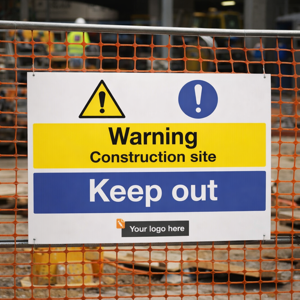 Construction Site Safety Sign – Correx – Custom Logo – Industrial