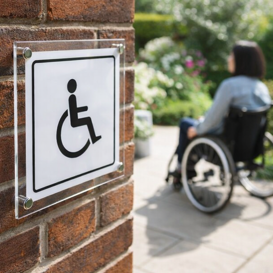 Disabled Symbol Sign – 200mm x 200mm – Clear Acrylic – Indoor/Outdoor