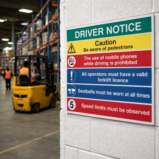 Driver Notice Sign – 900mm x 600mm – Rigid Plastic – Site Safety
