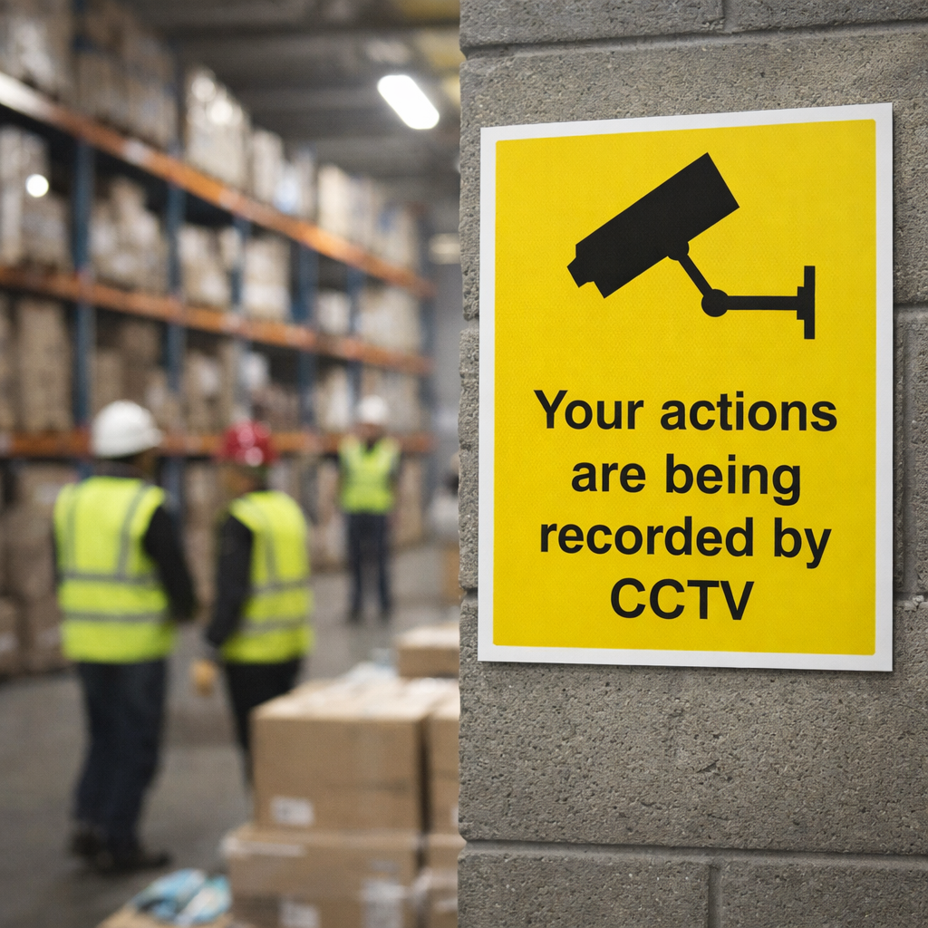 CCTV Surveillance Warning Sign – Your Actions Are Being Recorded – Commercial Use