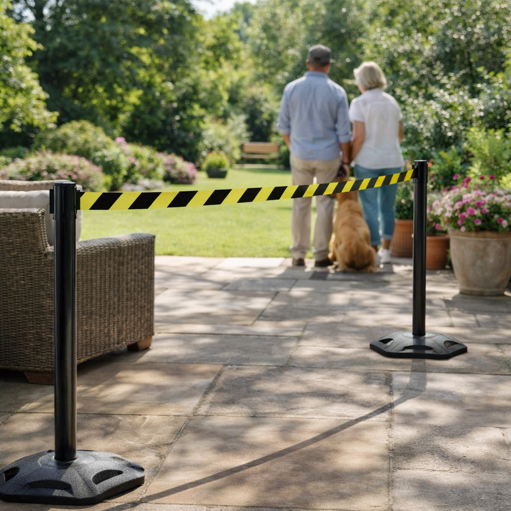 Retractable Safety Barrier – 4.9m Length – Outdoor Use