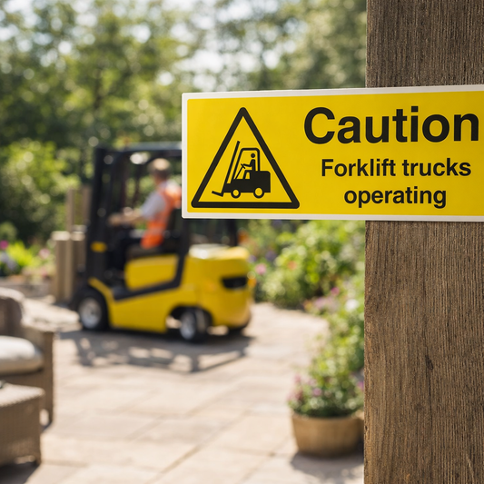 Caution Forklift Trucks Sign – 1mm Rigid Plastic – Indoor/Outdoor Use