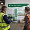 Branded First Aid Station with First Aid for Burns Poster – 1200mm x 680mm – Rigid Correx Plastic – Workplace Safety