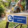 Use Adjustable Guards Safety Sign – 1mm Rigid Plastic – Indoor & Outdoor Use