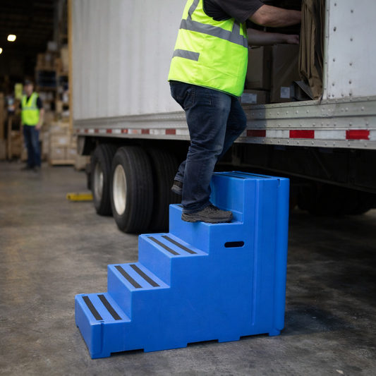 4 Step Plastic Safety Steps – Blue – Heavy Duty Polyethylene – Industrial Use