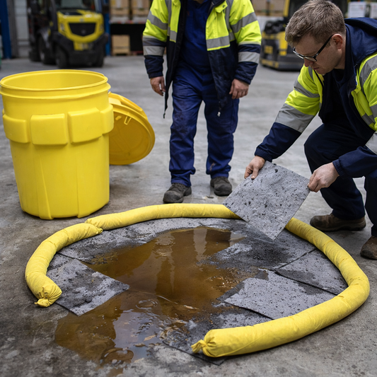 Spill Response Kit – 90 Litre Yellow Drum – Absorbent Pads & Socks – Industrial Use