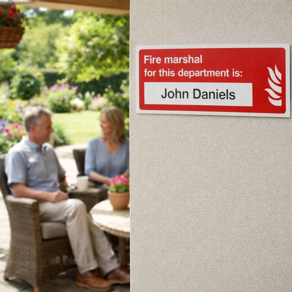 Fire Marshal Sign – 300mm x 100mm – Rigid Plastic – Indoor/Outdoor