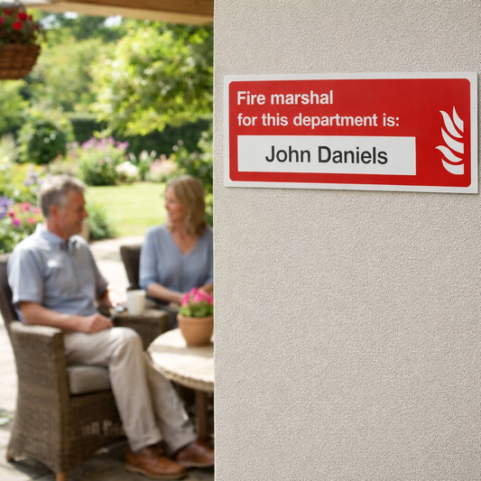 Fire Marshal Sign – 300mm x 100mm – Rigid Plastic – Indoor/Outdoor