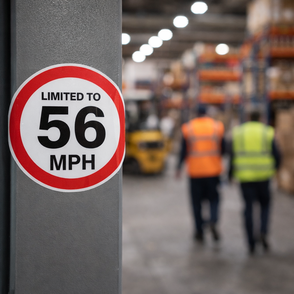 Limited To 56mph Self-Adhesive Stickers – Gloss Finish – Indoor Use