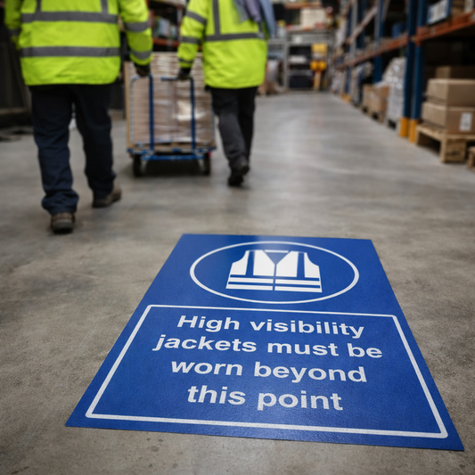 High Visibility Jacket Floor Graphic – 400mm x 600mm – Polycarbonate – Industrial Use