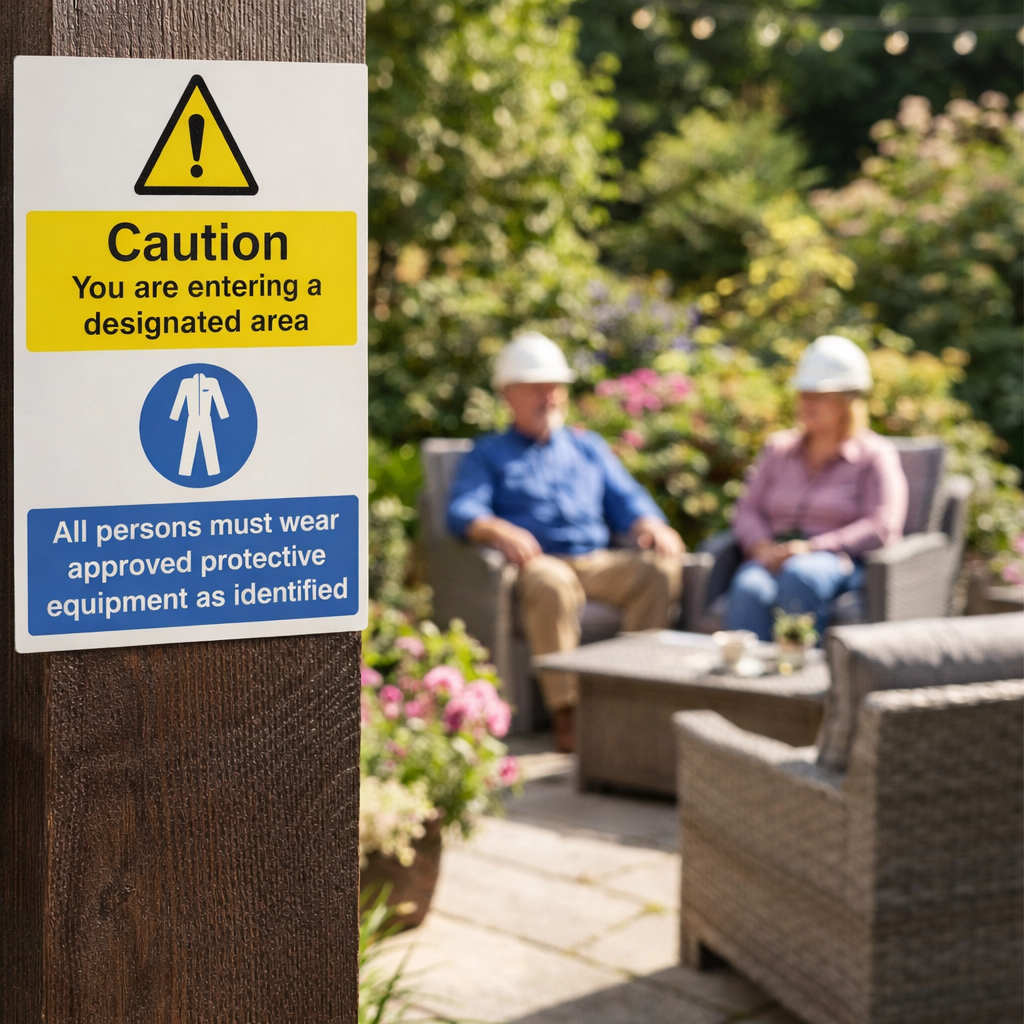 Caution Designated Area Sign – 1mm Rigid Plastic – Indoor/Outdoor Use