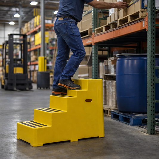 4 Step Plastic Safety Steps – Yellow – Heavy-Duty Polyethylene – Industrial Use