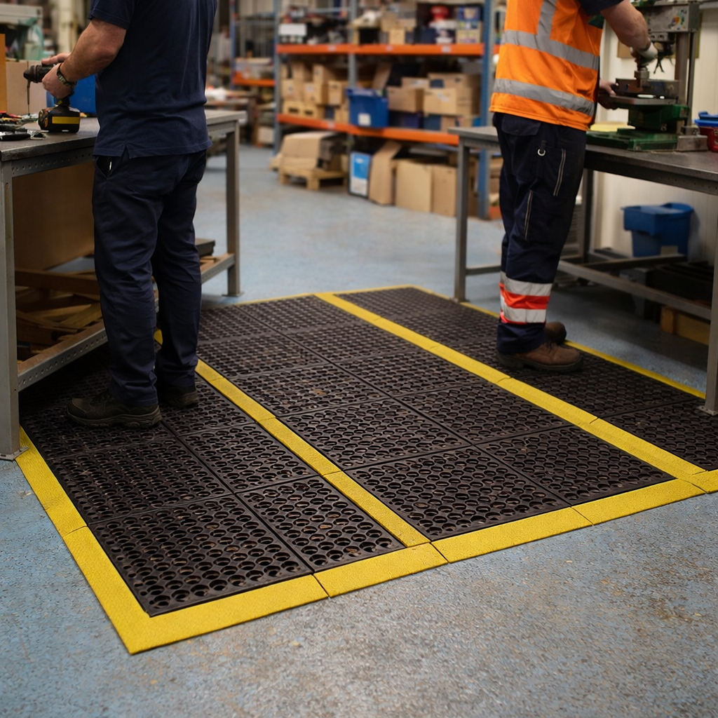 Interlocking Anti-Fatigue Rubber Matting – 92cm x 92cm – Nitrile – Industrial Use