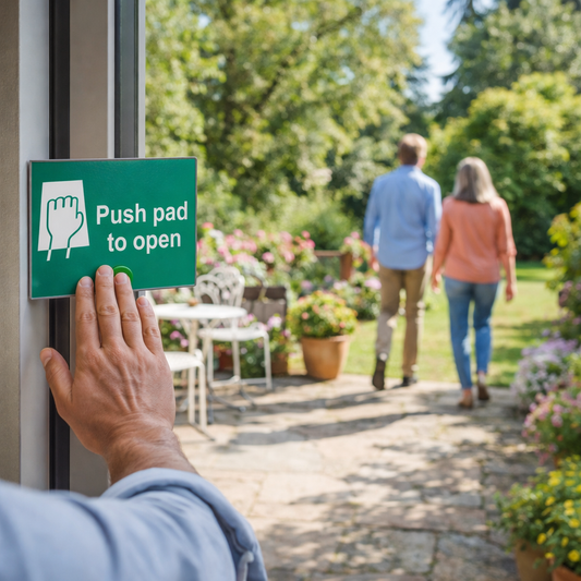 Push Pad to Open Signs – Indoor/Outdoor – Durable Safety Signage