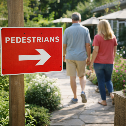 Pedestrian Arrow Right Traffic Sign – 600mm x 450mm – Polypropylene RA1 – Indoor/Outdoor
