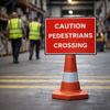 Caution Pedestrians Crossing Cone Sign – 600mm x 450mm – Reflective Polypropylene – Road Safety