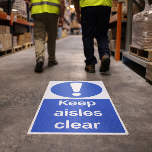 Keep Aisles Clear Floor Graphic Safety Sign – 400mm x 600mm – Polycarbonate – Industrial Use