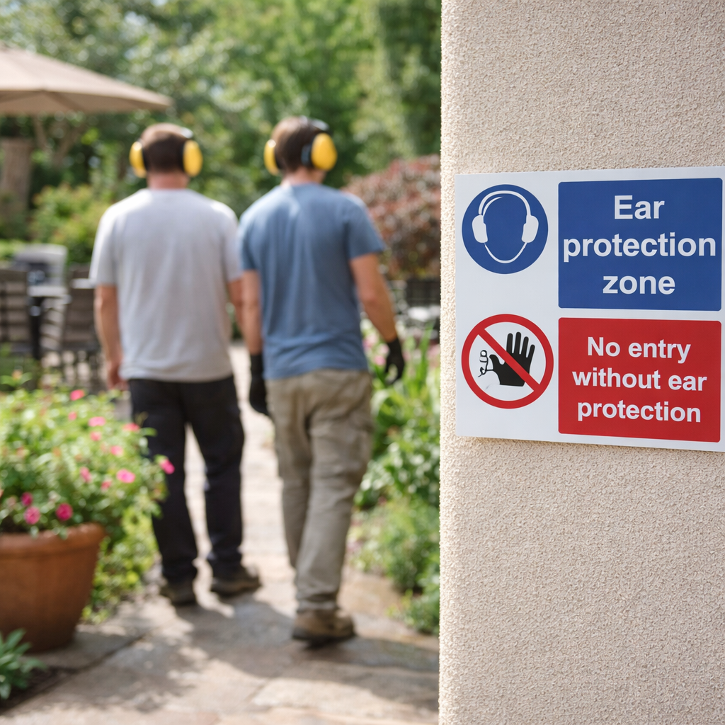 Ear Protection Zone No Entry Without Ear Protection Safety Signs – 1mm Rigid Plastic – Indoor/Outdoor Use