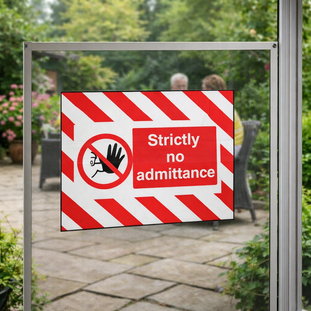 Door Screen Safety Sign – 600mm x 450mm – Flexible PVC – Indoor/Outdoor Use